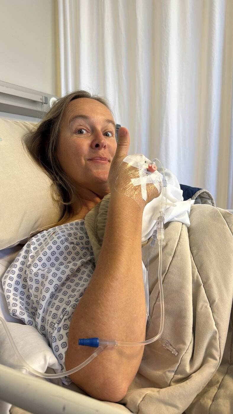 Thumbs up from the hospital bed